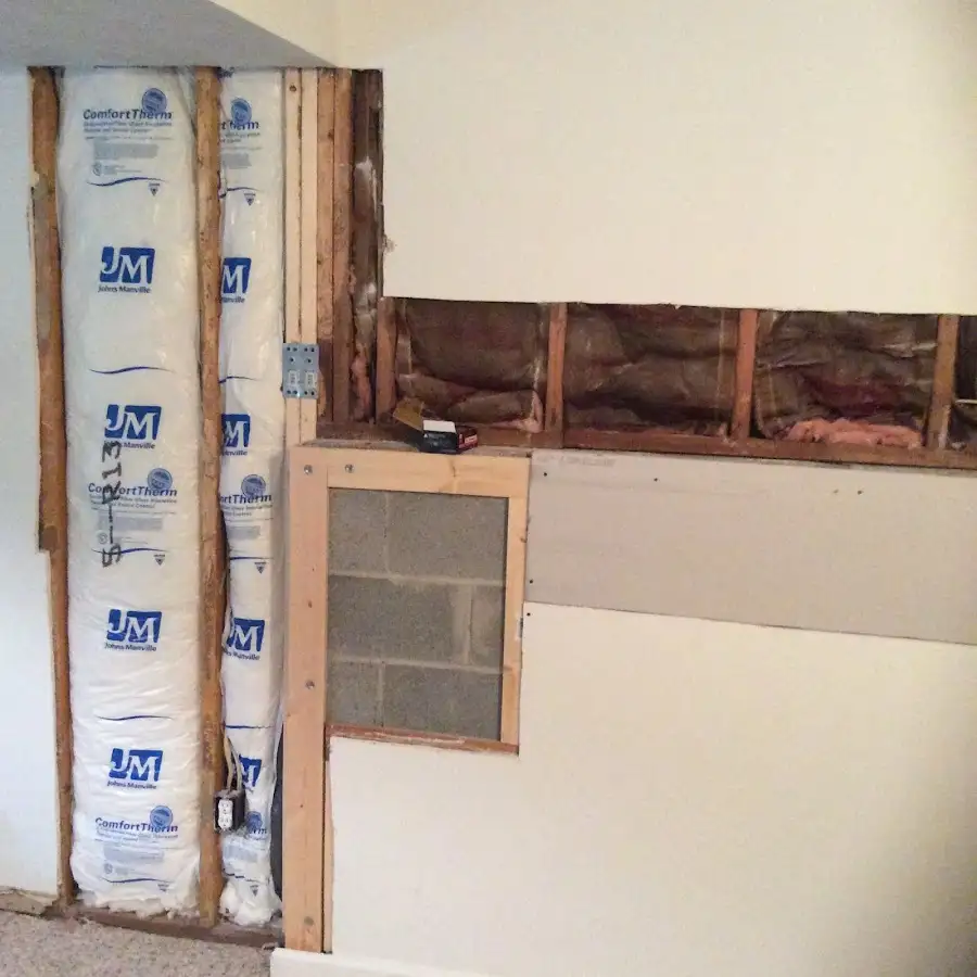 Wall insulation replacement during Basement Flood Cleanup in Hereford